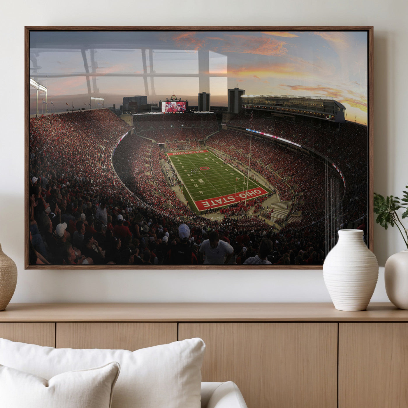 MGV-FP-60X30-3P - Ohio State University Buckeyes Football Team Print - Columbus Ohio Stadium Wall Art Canvas Print