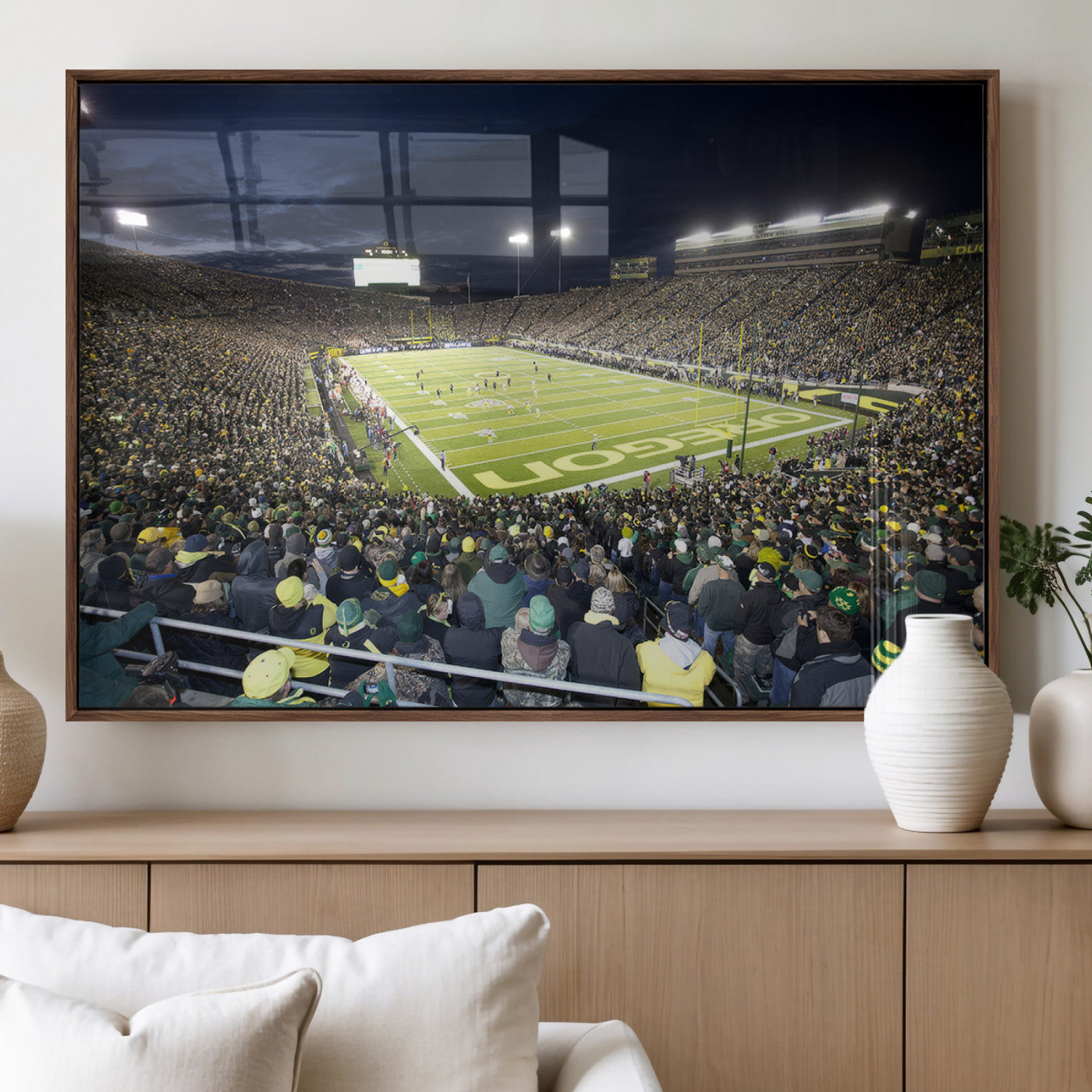 MGV-FP-60X30-3P - University of Oregon Ducks Football Team Print - Eugene Autzen Stadium Wall Art Canvas Print