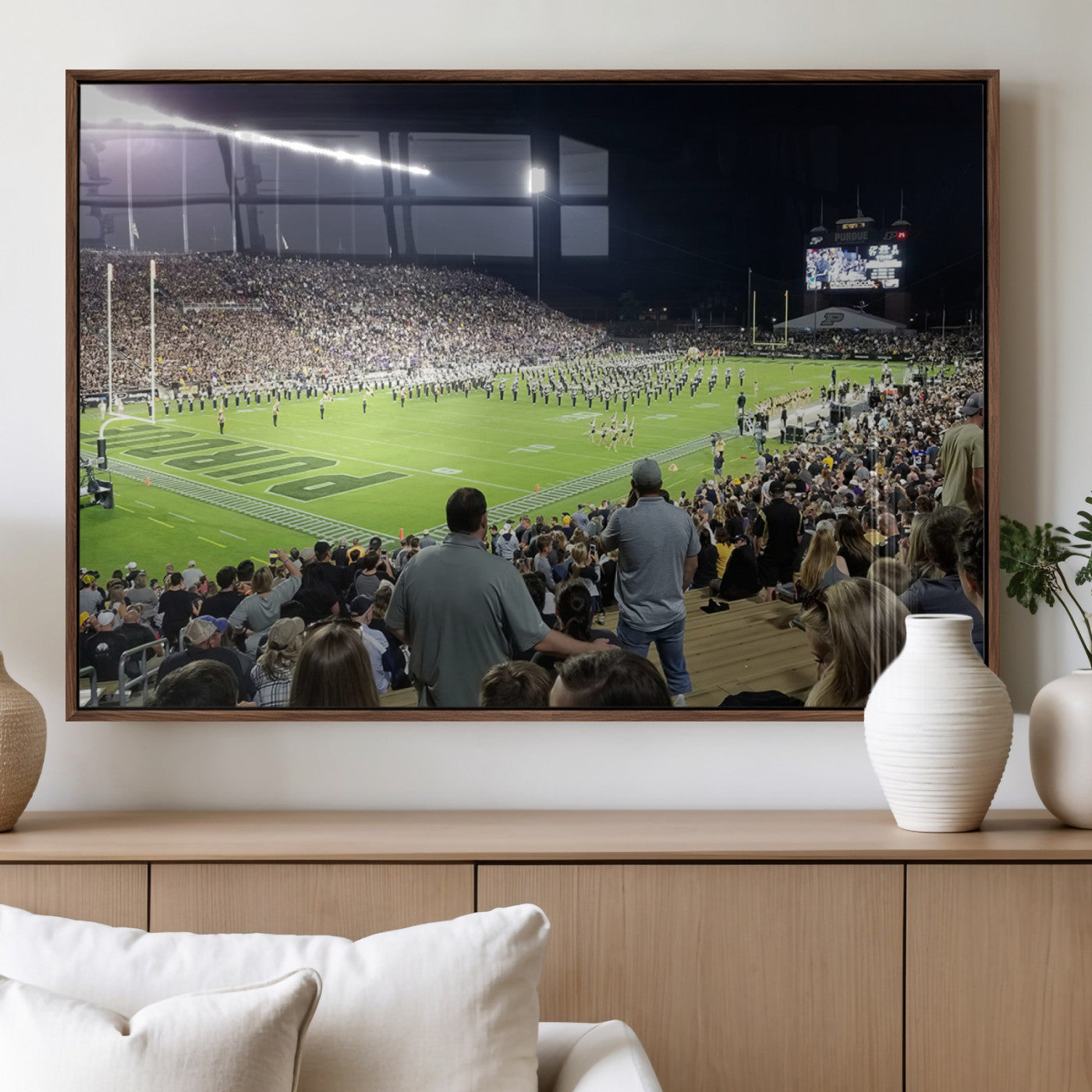 MGV-FP-60X30-3P - Purdue University Boilermakers Football Team Print - West Lafayette Ross-Ade Stadium Wall Art Canvas