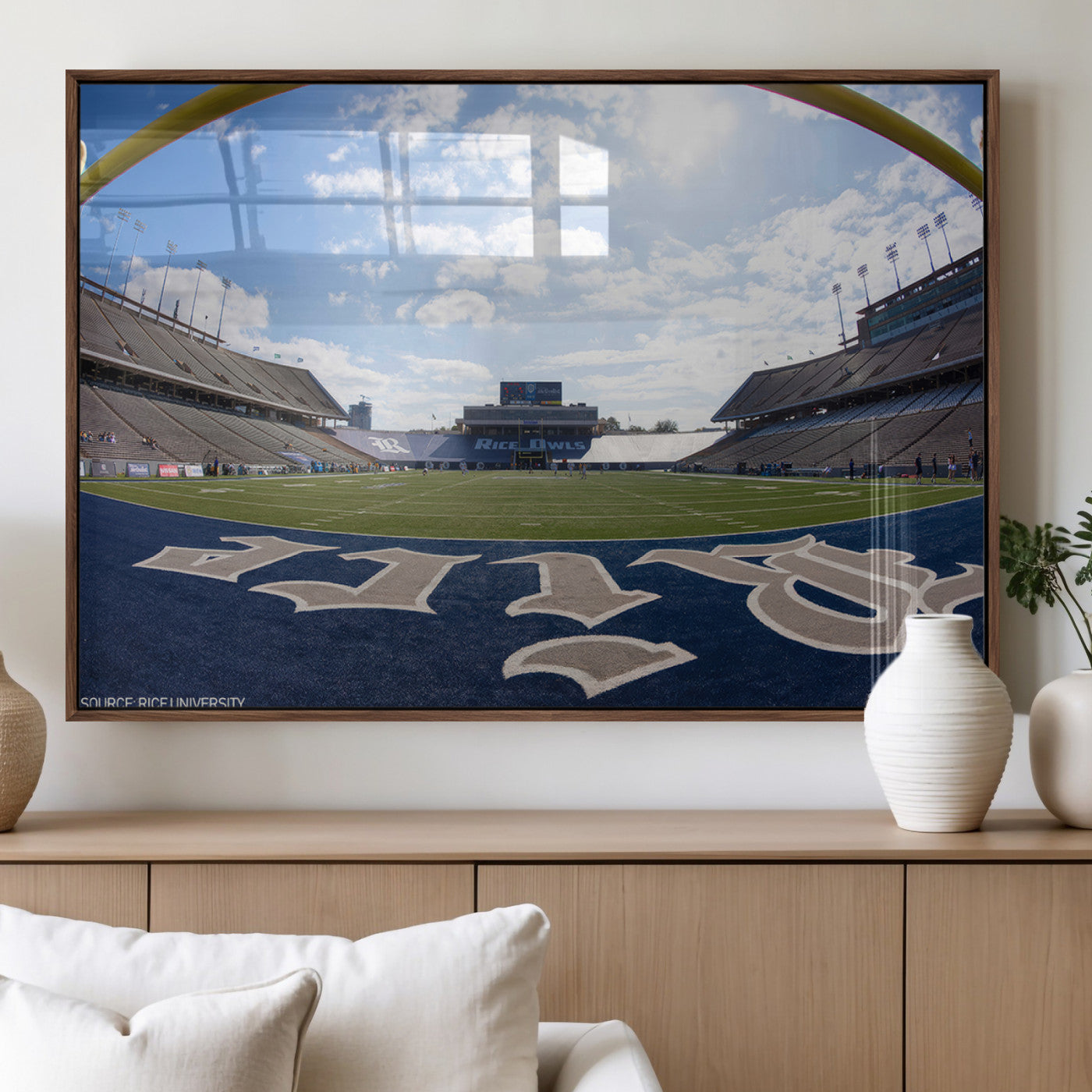 MGV-FP-60X30-3P - Rice University Owls Football Team Print - Houston Rice Stadium Wall Art Canvas Print