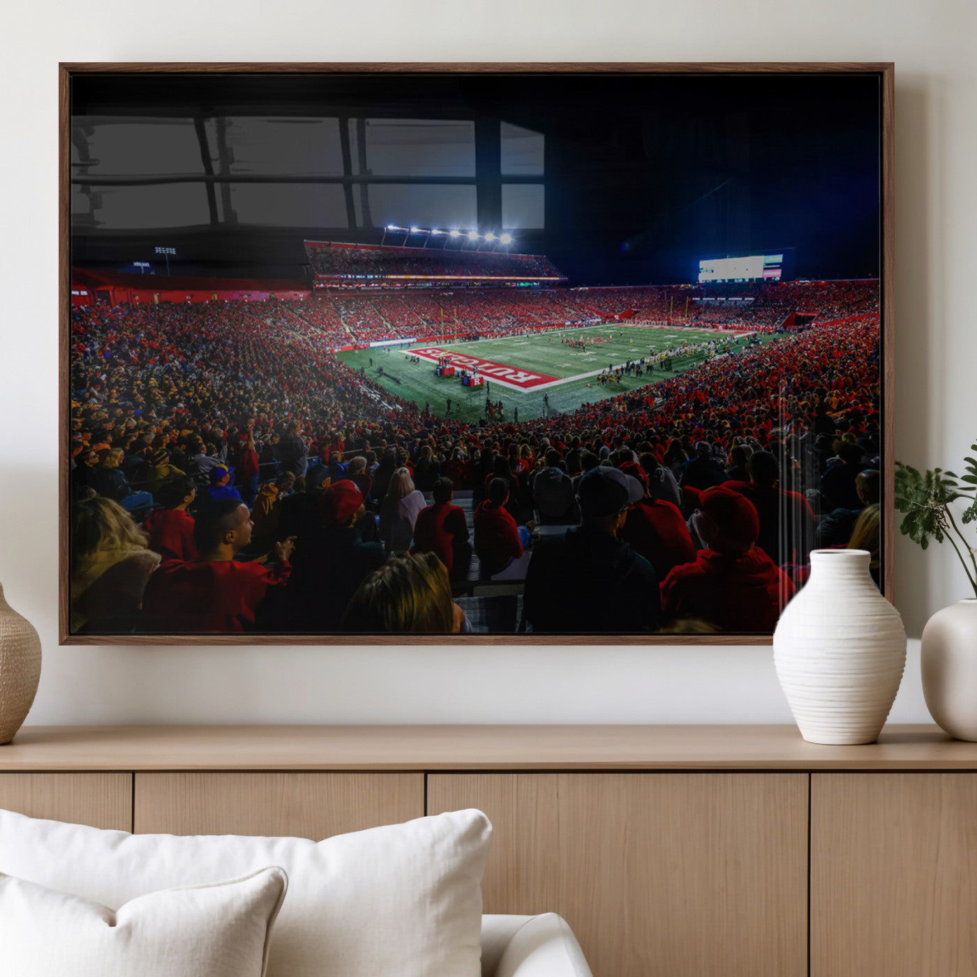 MGV-FP-60X30-3P - Rutgers Scarlet Knights Football Team Print - SHI Stadium, Piscataway Wall Art Canvas Print