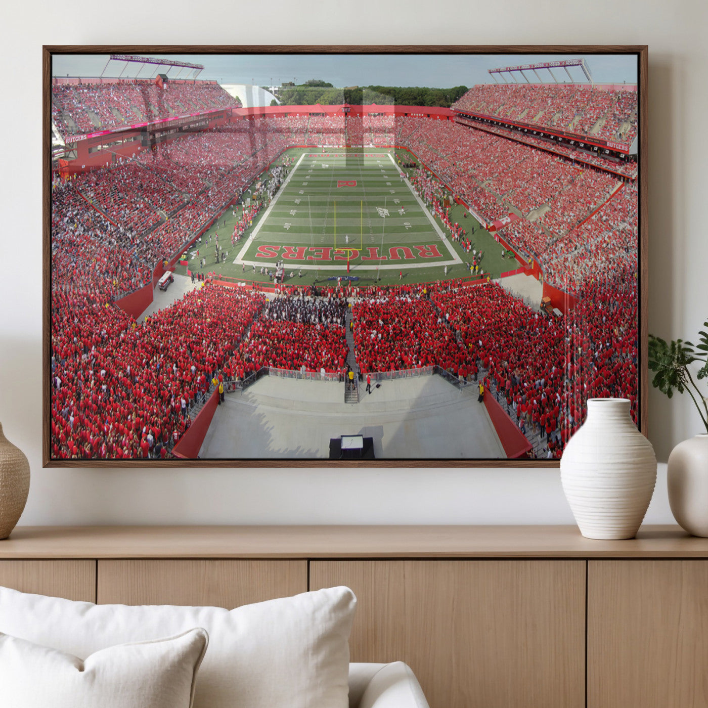 MGV-FP-60X30-3P - Rutgers Scarlet Knights Football Team Print - Piscataway SHI Stadium Wall Art Canvas Print