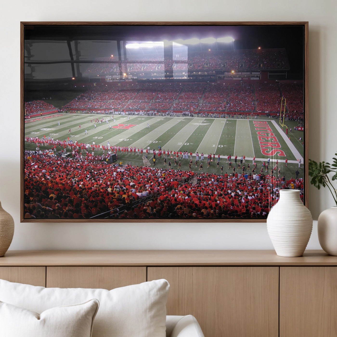 MGV-FP-60X30-3P - Rutgers University Scarlet Knights Football Team Print - Piscataway SHI Stadium Wall Art Canvas