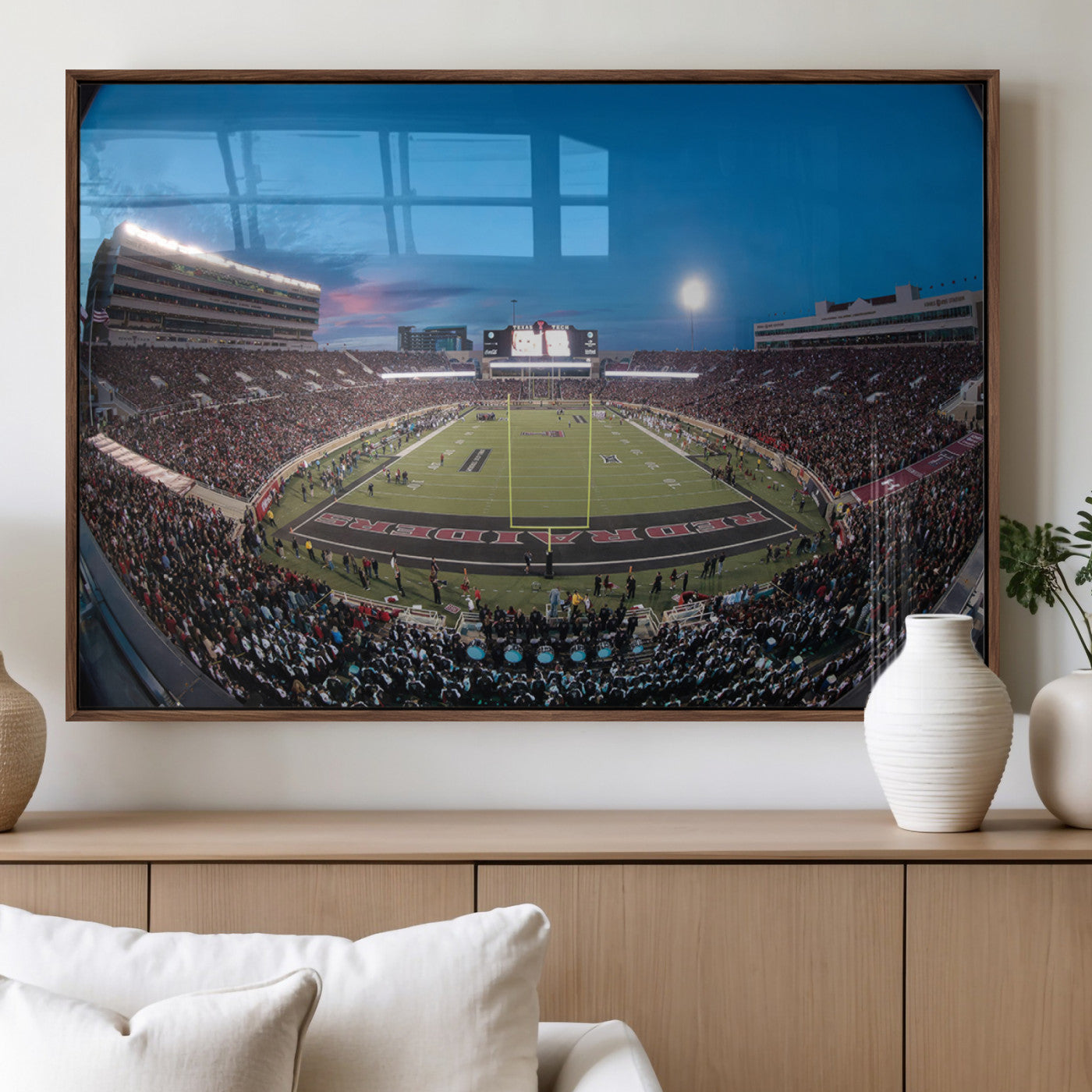 MGV-FP-60X30-3P - Texas Tech Red Raiders Canvas, Framed Football Team Print - Lubbock Jones AT&T Stadium Wall Art