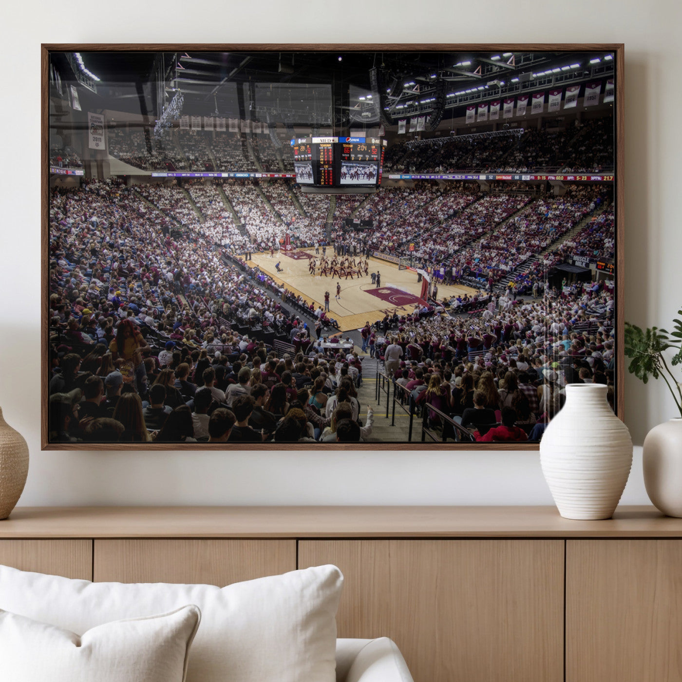 MGV-FP-60X30-3P - University of Nebraska Cornhuskers Basketball Team Print - Lincoln Red Arena Wall Art Canvas Print