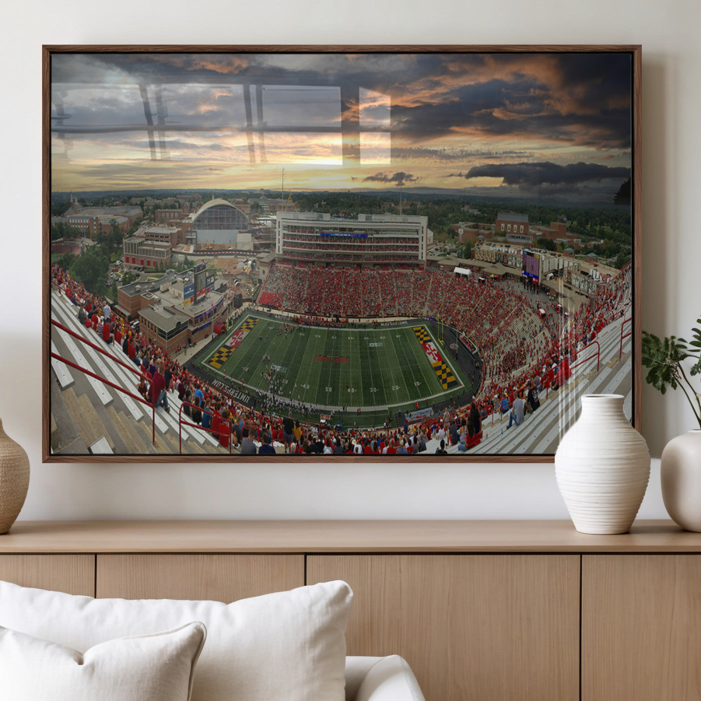 MGV-FP-60X30-3P - University of Maryland Terrapins Football Team Print - College Park SECU Stadium Wall Art Canvas