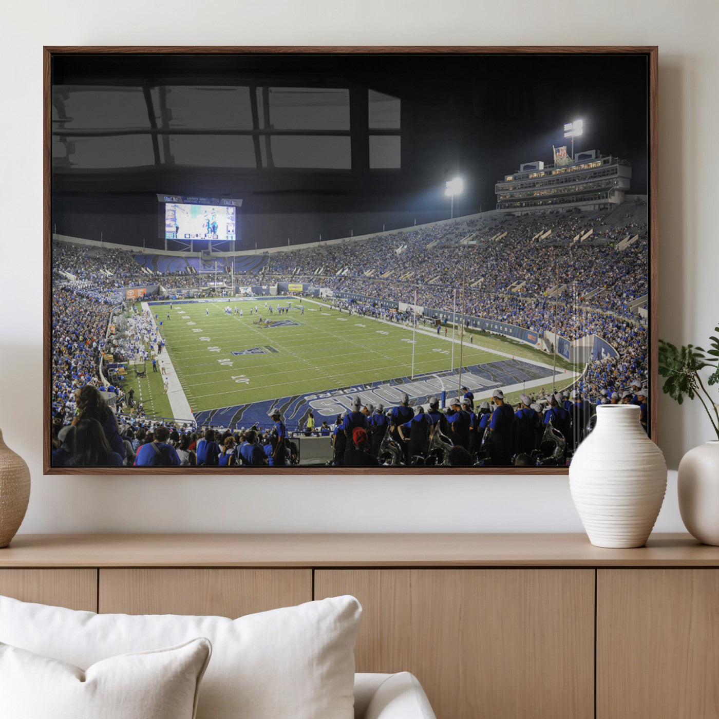 MGV-FP-60X30-3P - University of Memphis Tigers Football Team Print - Memphis Simmons Bank Liberty Stadium Wall Art