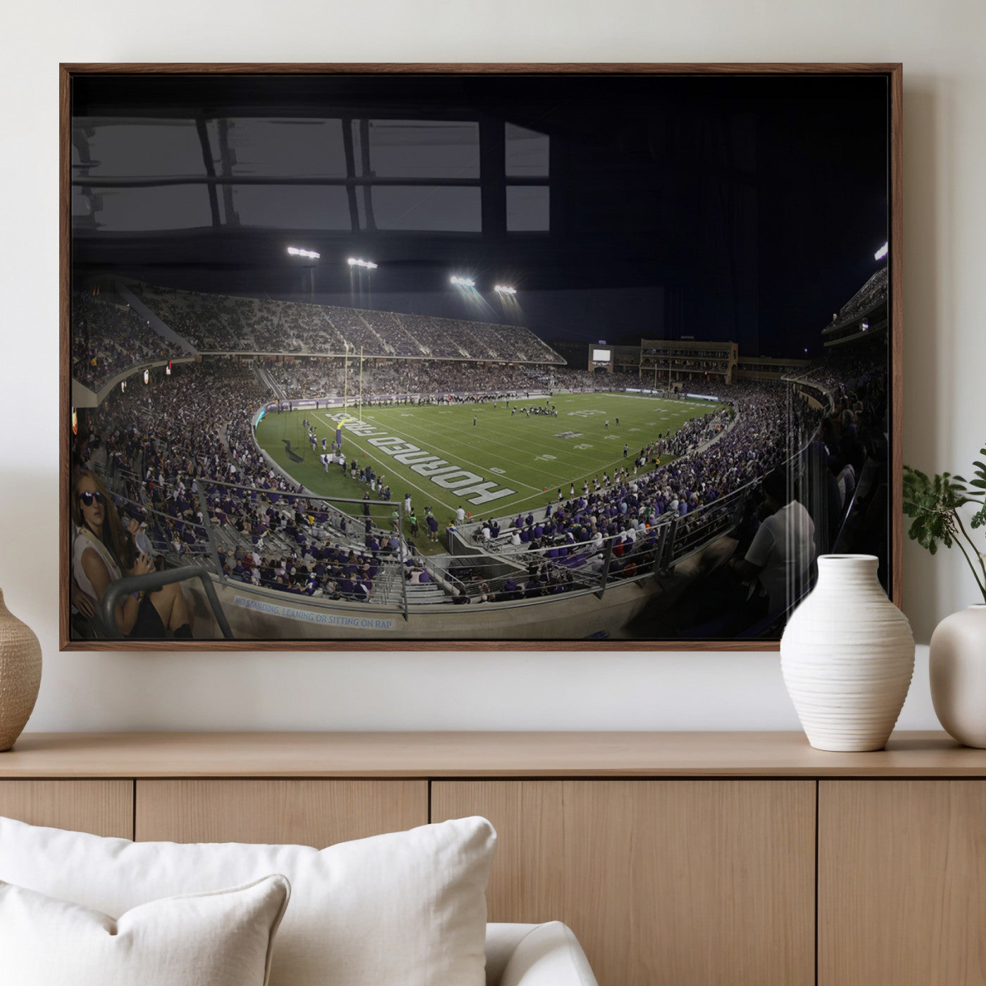 MGV-FP-60X30-3P - TCU Horned Frogs Football Team Print - Fort Worth Amon G. Carter Stadium Wall Art Canvas Print.