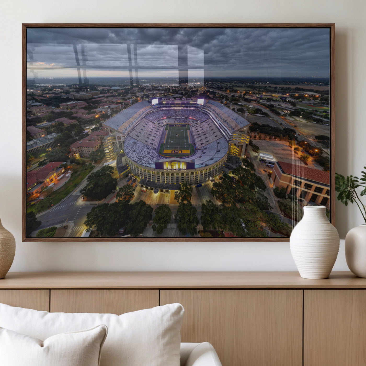 MGV-FP-60X30-3P - The Louisiana State University Tigers Football Team Print - Baton Rouge Tiger Stadium Wall Art