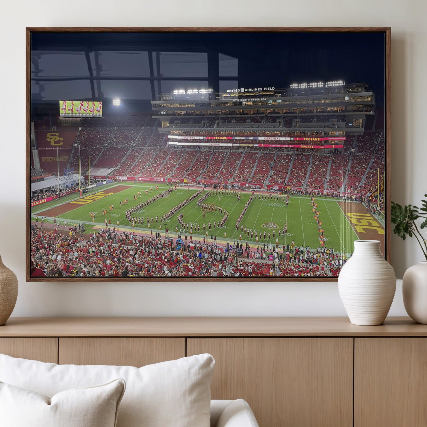 MGV-FP-60X30-3P - The University of Southern California USC Trojans Football Team Print - Los Angeles Memorial
