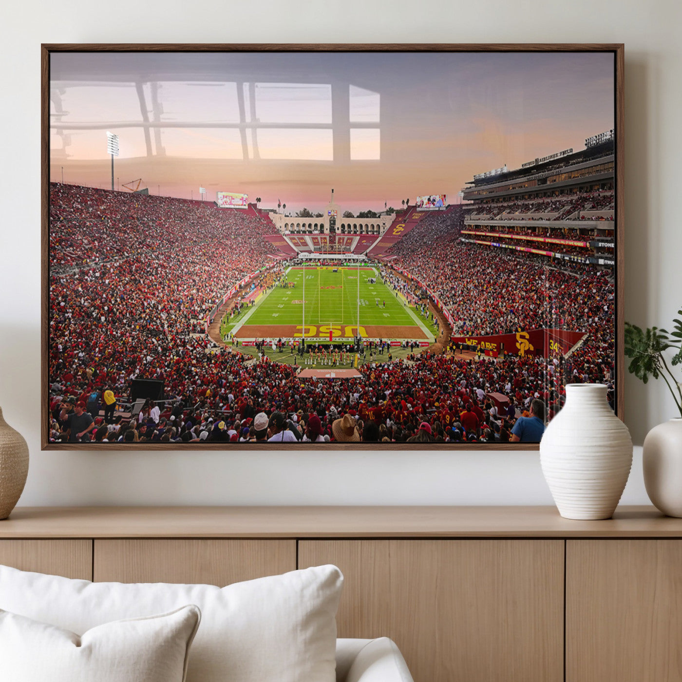 MGV-FP-60X30-3P - The University of Southern California USC Trojans Football Team Print - Los Angeles Memorial
