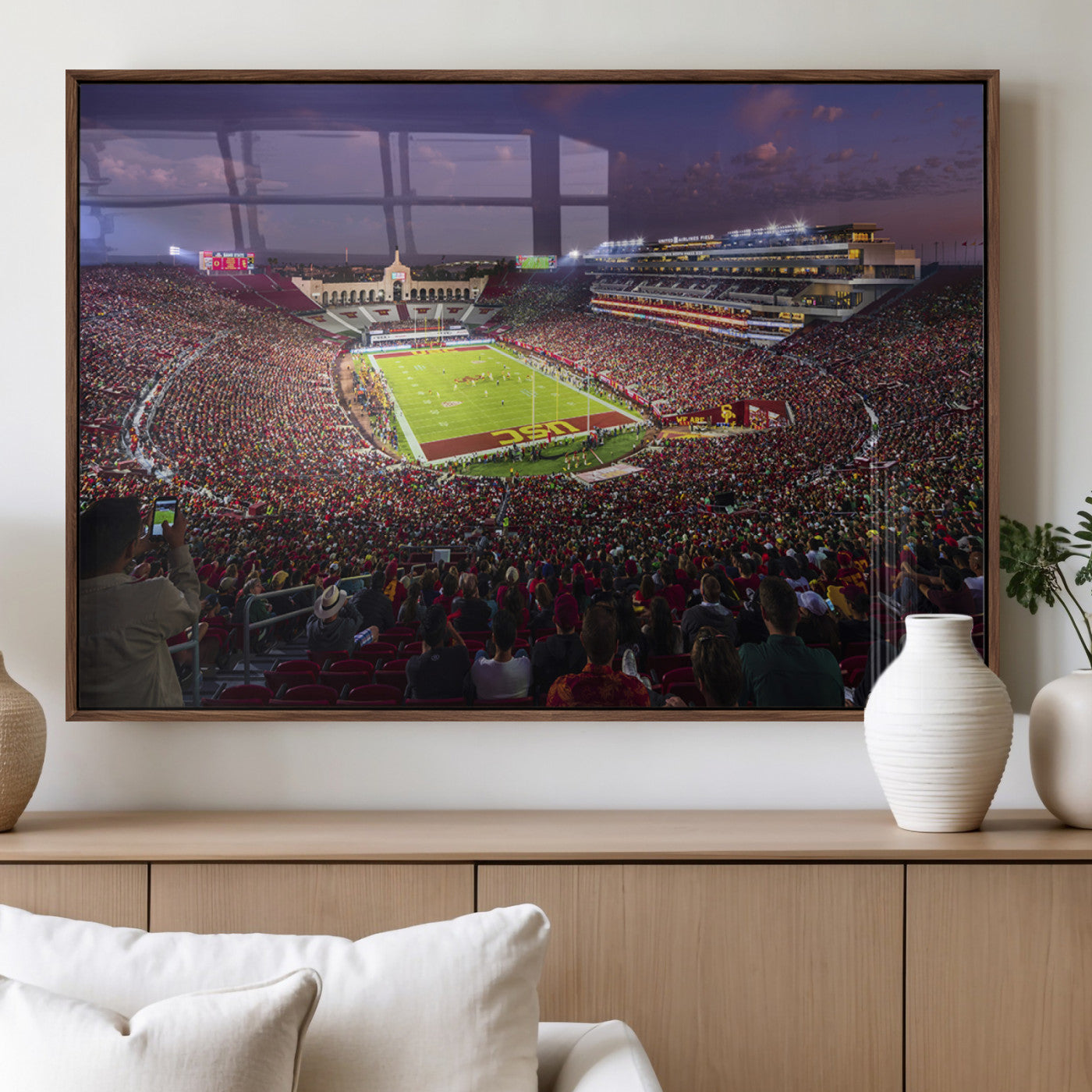 MGV-FP-60X30-3P - The University of Southern California USC Trojans Football Team Print - Los Angeles Memorial
