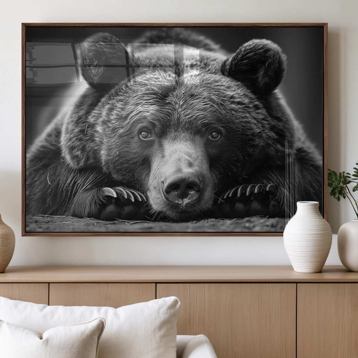 MGV-FP-60X30-3P - Resting Grizzly 399 Bear Canvas Print | Ready to Hang Wall Art | Rustic Cabin & Farmhouse Decor |