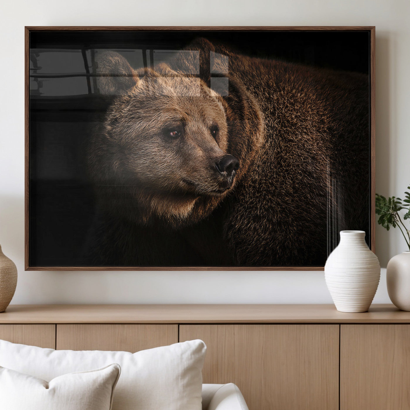 MGV-FP-60X30-3P - Wild Grizzly 399 Bear Canvas Wall Art Print, Bear Animal Canvas Artwork Print, Black Bear Wall Art