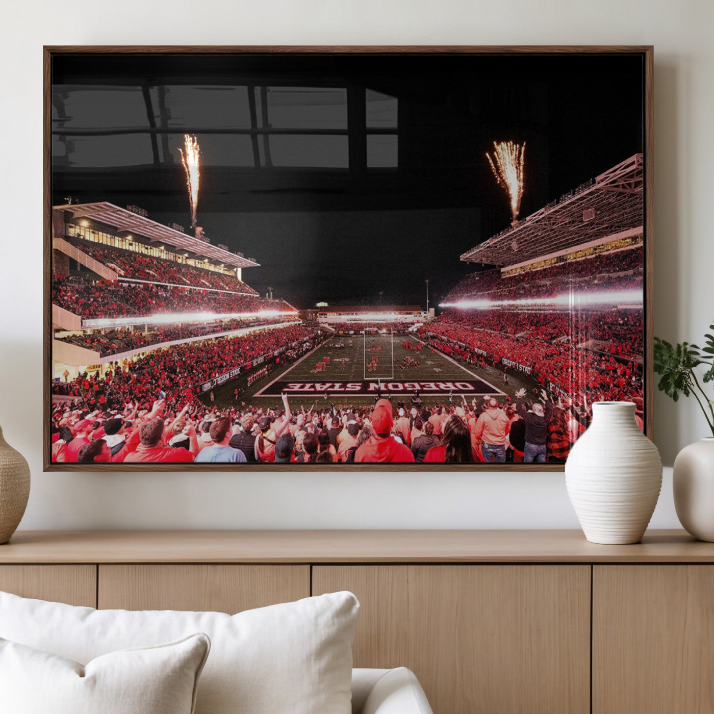 MGV-FP-60X30-3P - Oregon State Beavers Football Team Print - Corvallis Reser Stadium Wall Art Canvas Print