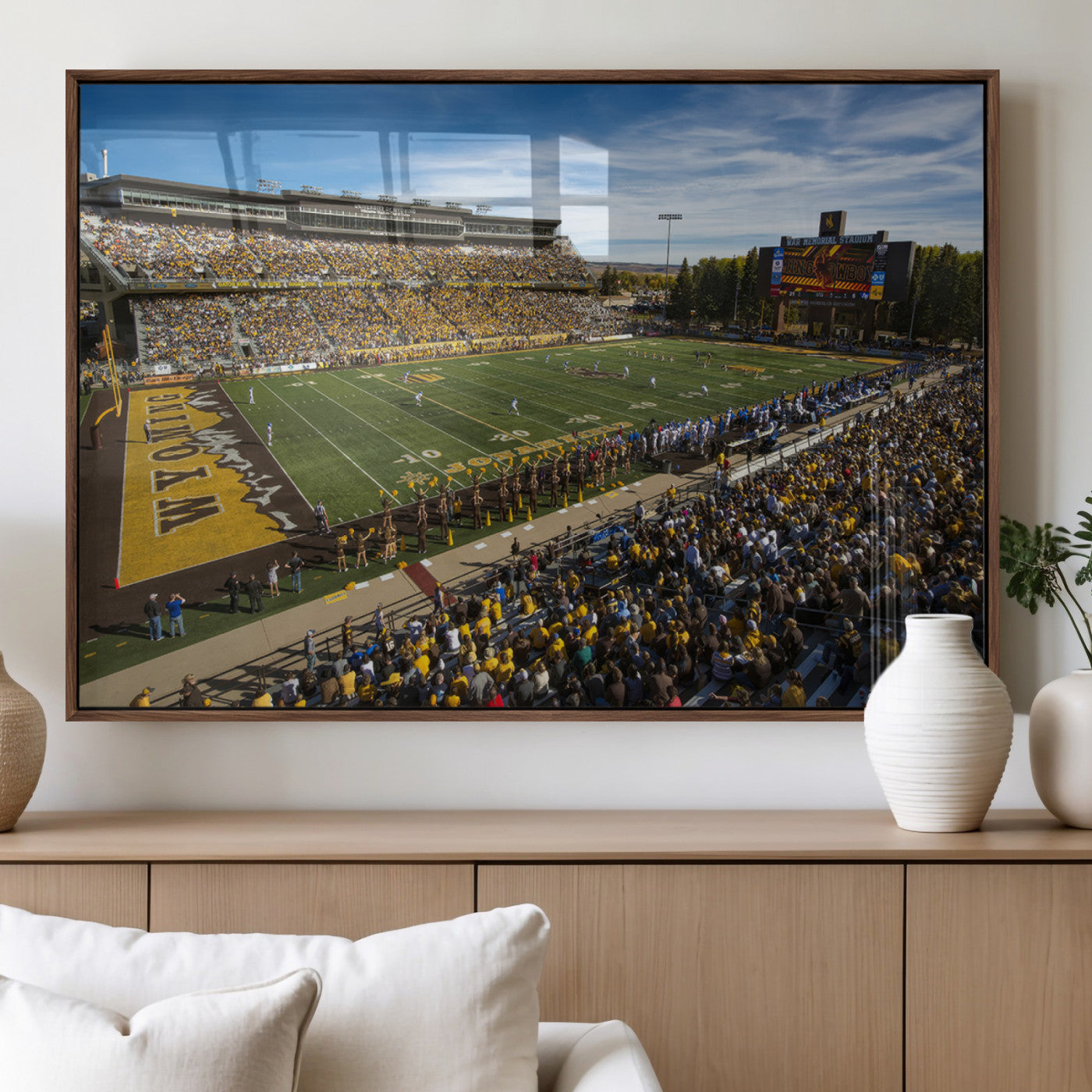 MGV-FP-60X30-3P - University of Wyoming Cowboys Football Team Print - Laramie Jonah Field War Memorial Stadium Wall