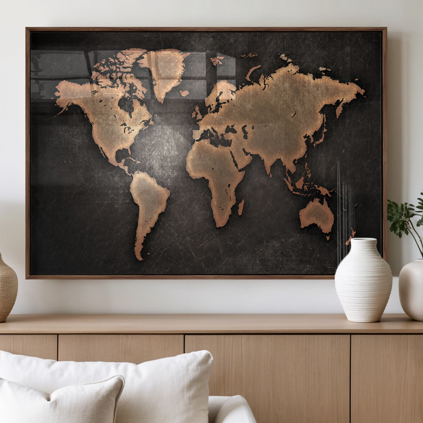 MGV-FP-36X24-3P - Push Pin World Map Canvas Print – Framed Wall Art for Couples to Track Their Travels – Anniversary