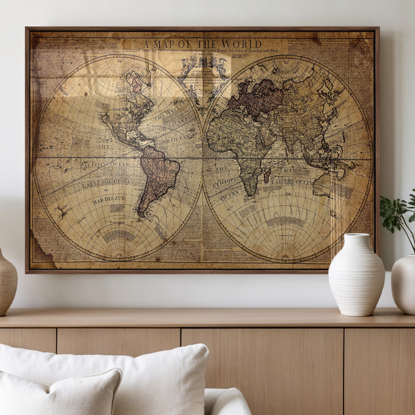 MGV-FP-60X30-3P - Push Pin World Map Canvas Print – Framed Wall Art for Couples to Track Their Travels – Anniversary