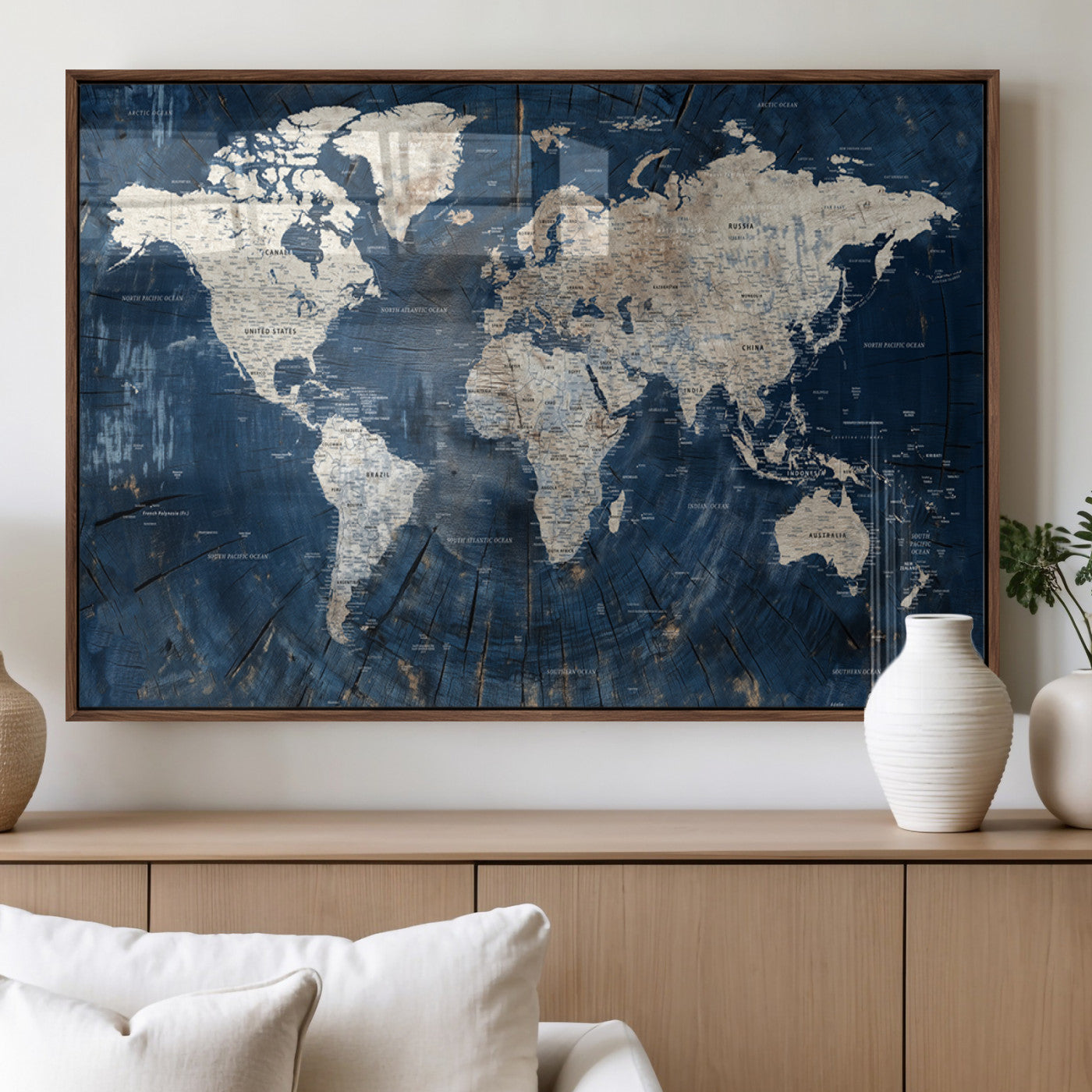 MGV-FP-36X24-3P - Push Pin World Map Canvas Print – Framed Wall Art for Couples to Track Their Travels – Anniversary