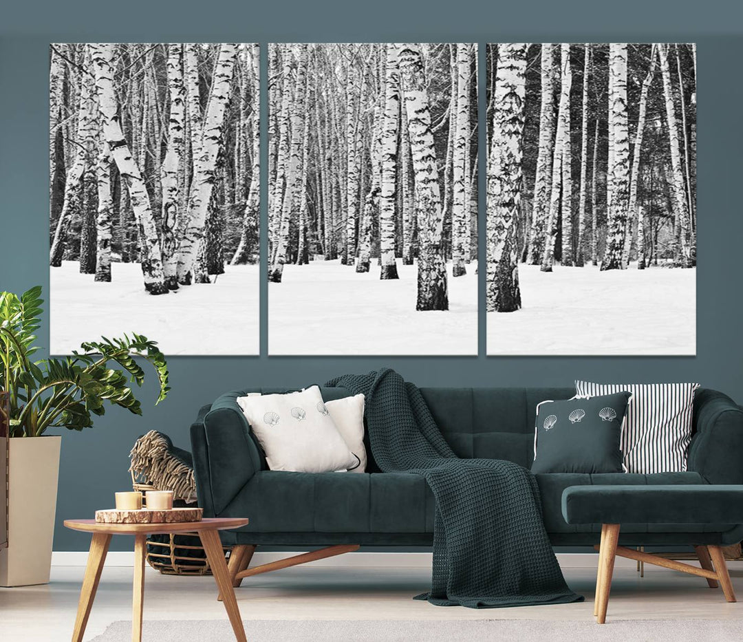 Wall Art Landscape Canvas Print Forest in Winter with Snowy Ground and Trees