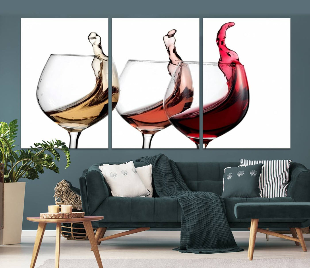 Wall Art Abstract Wine Glasses Canvas Print