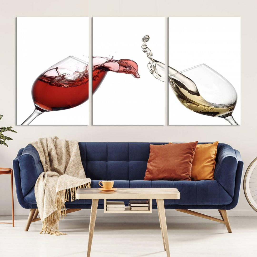 Red and White Wine in Glass Canvas Print