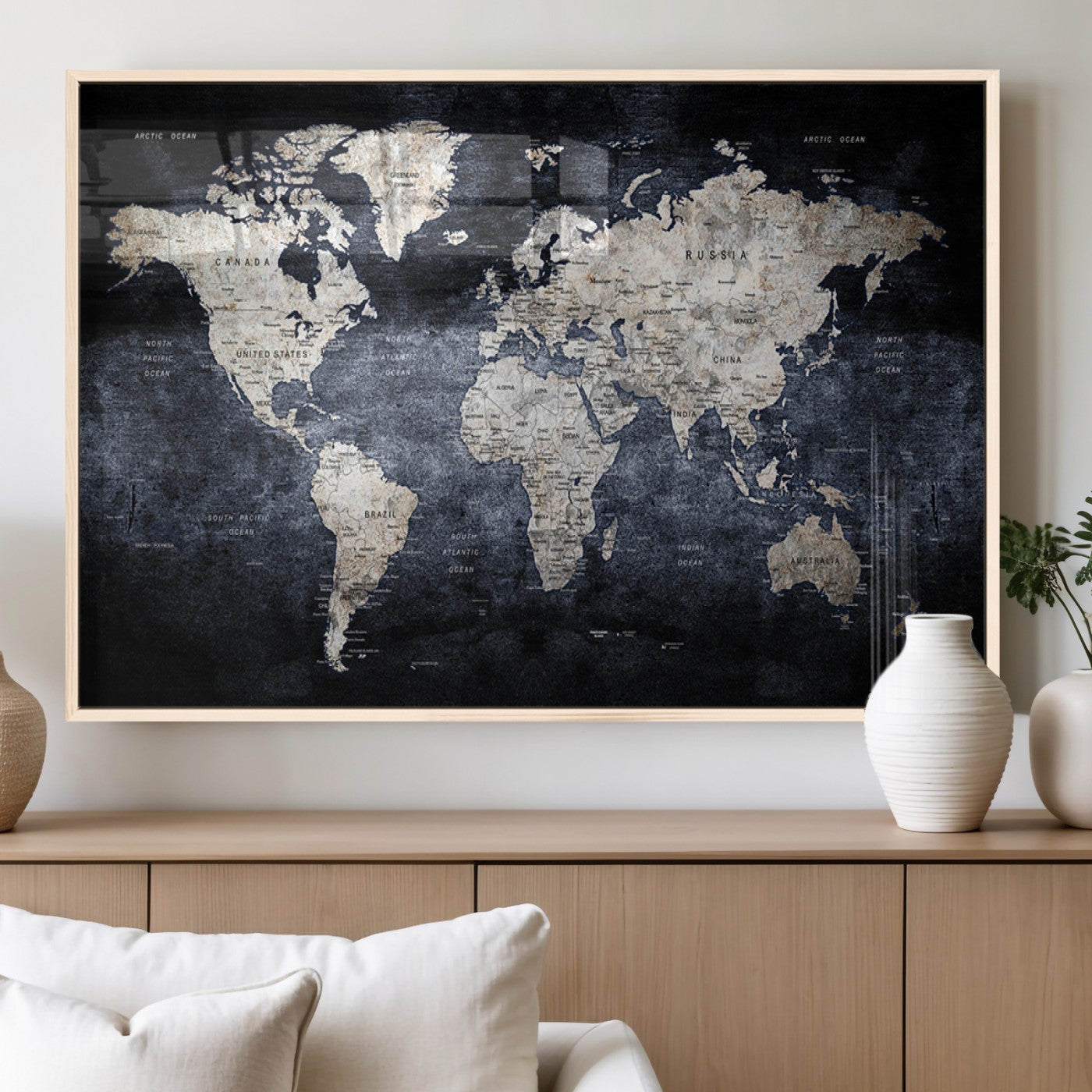 MGV-FP-60X30-3P - World Map Wall Art Canvas Print for Home and Office Decor