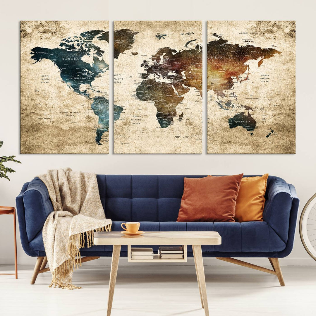 Carte du monde Impression sur toile