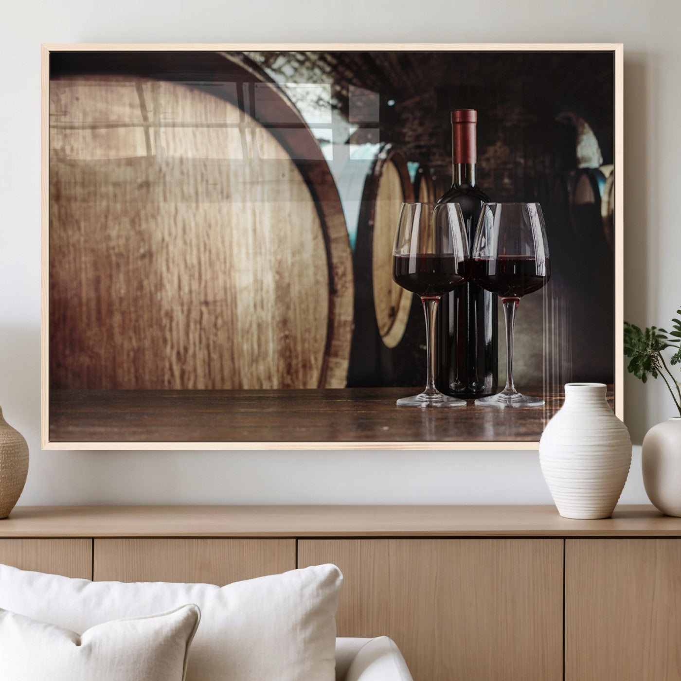 MGV-FP-60X30-3P - Wine and Barrel Wall Art Canvas Print
