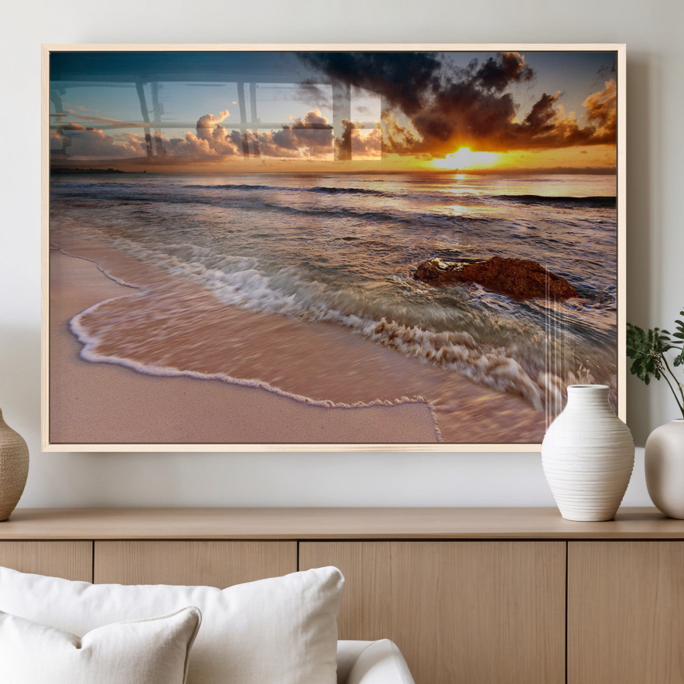 MGV-FP-60X30-3P - Sunset on Ocean Wall Art Canvas Print
