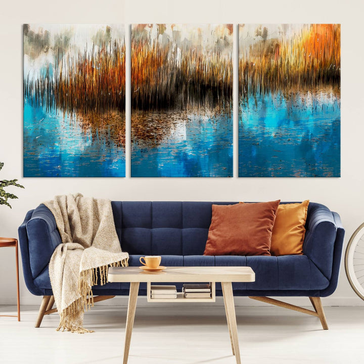 Restful Landscape Art Abstract Lake Canvas Print Wall Art