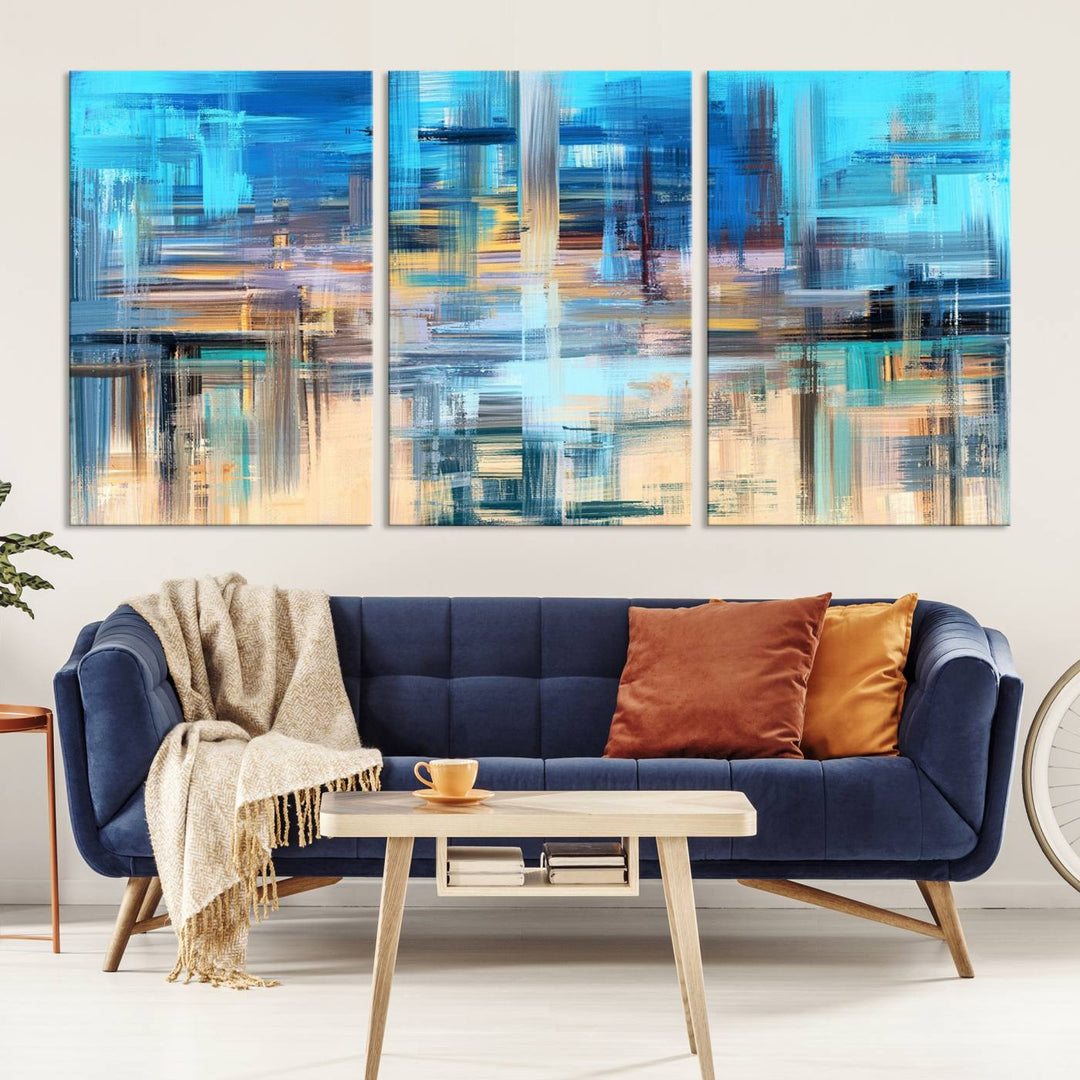 Contemporary Work of Art Blue Abstract Canvas Painting Wall Art Canvas Print