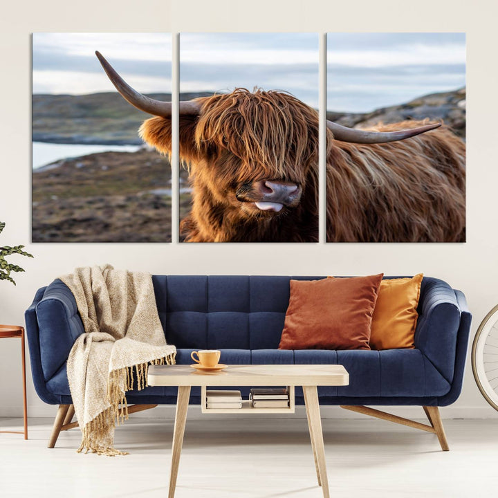 Cuddly Highland Cow Canvas Photo Wall Art Print Highlands Art Cute Animal Wall Art