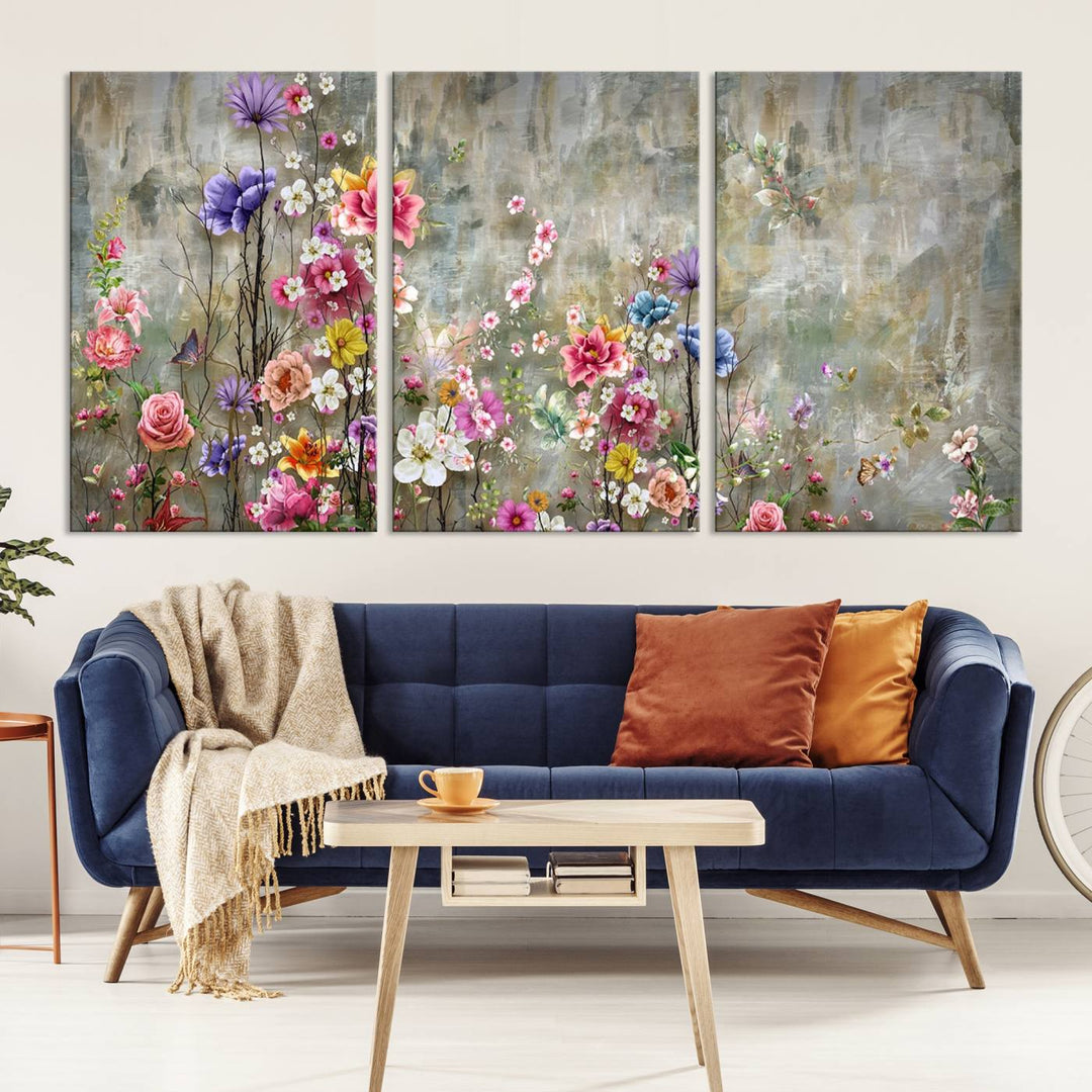 Pintura de flores acogedoras sobre lienzo Arte de pared extra grande Impresión de lienzo floral