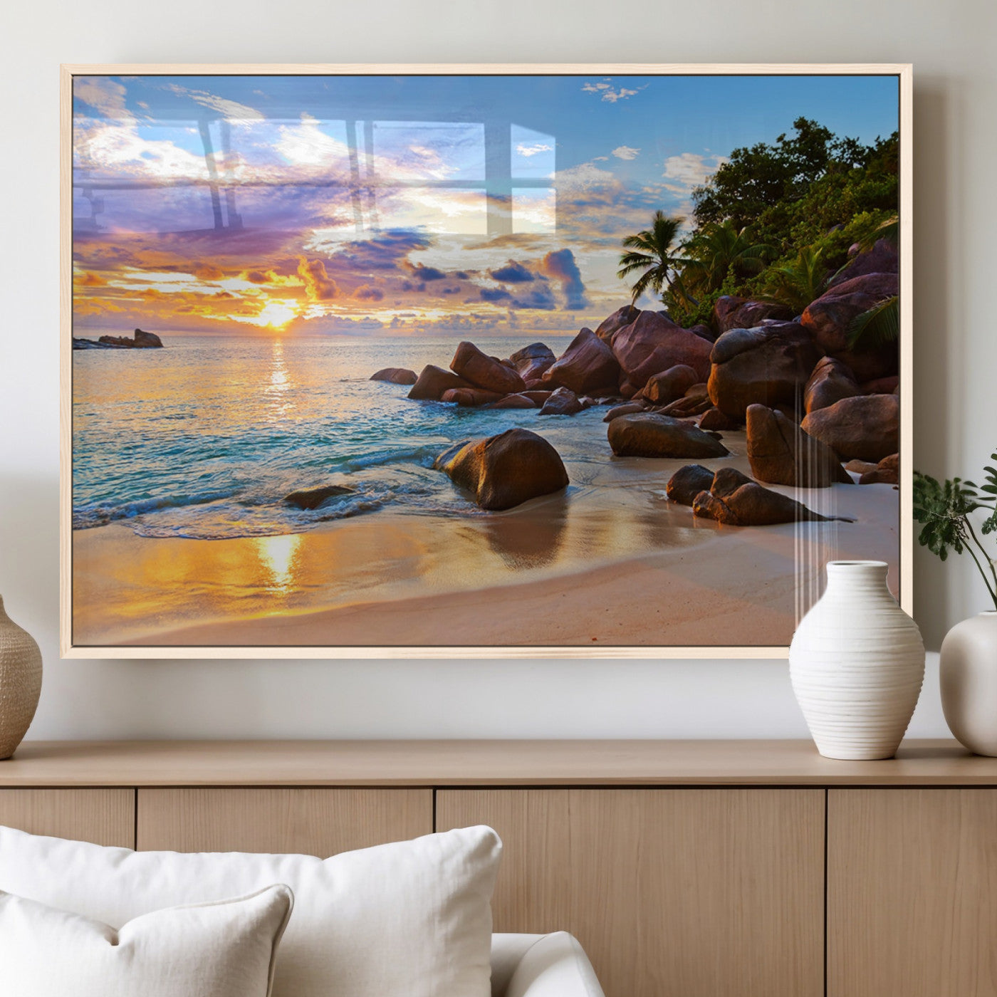 MGV-FP-60X30-3P - Tropical Island Beach Sunset Canvas Print