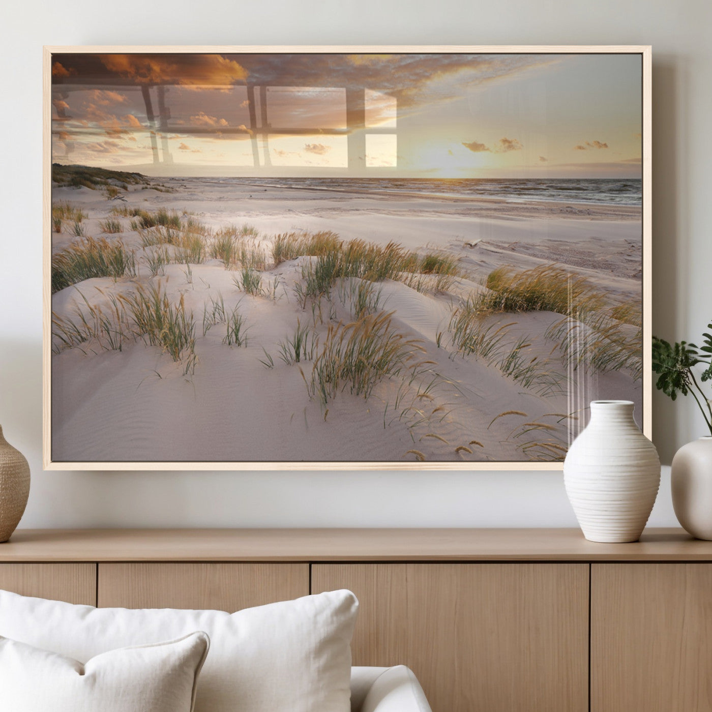 MGV-FP-60X30-3P - Flight Over Coastal Beach Landscape, Flight Over Coastal Beach Print Canvas Wall Art