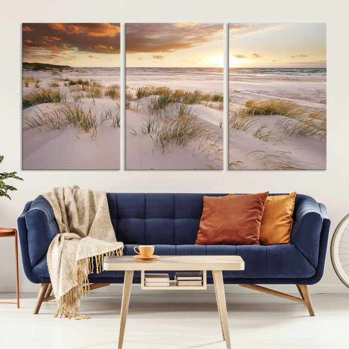 Ocean Beach Wall Art Canvas Print Sunset Artwork Print Coastal Wall Art