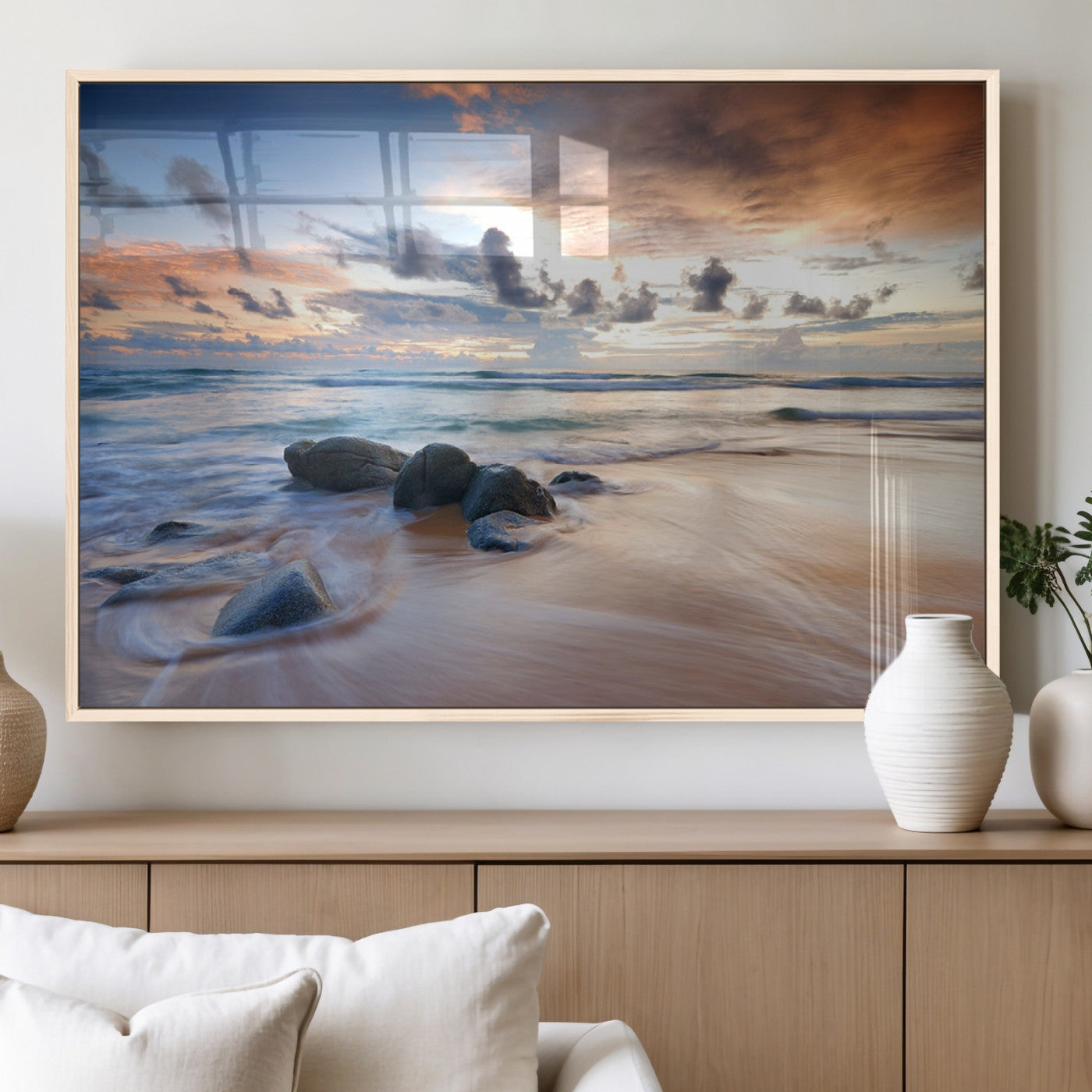 MGV-FP-36X24-3P - Serene Weather On The Beach Wall Art Canvas Print
