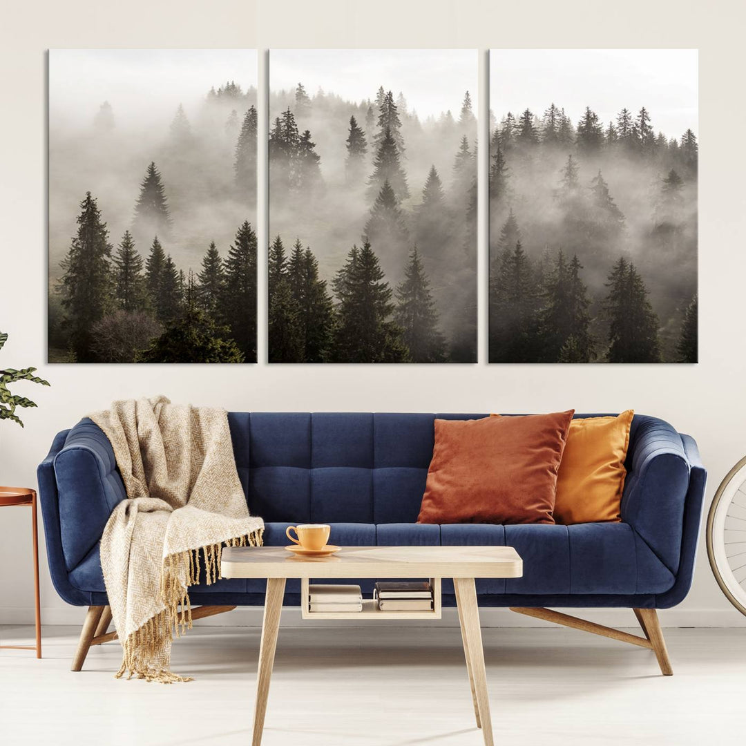 Foggy Forest Wall Art Canvas Print