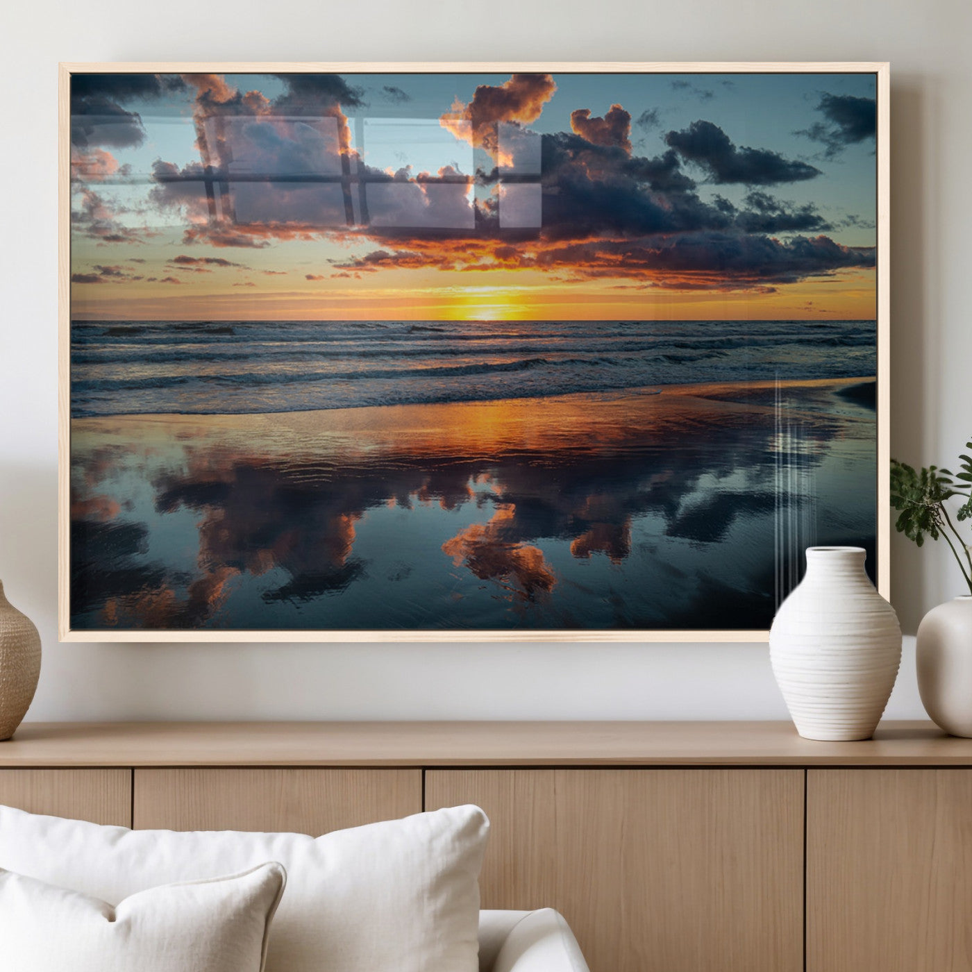 MGV-FP-36X24-3P - Cloudy Weather At The Beach Wall Art Canvas Print