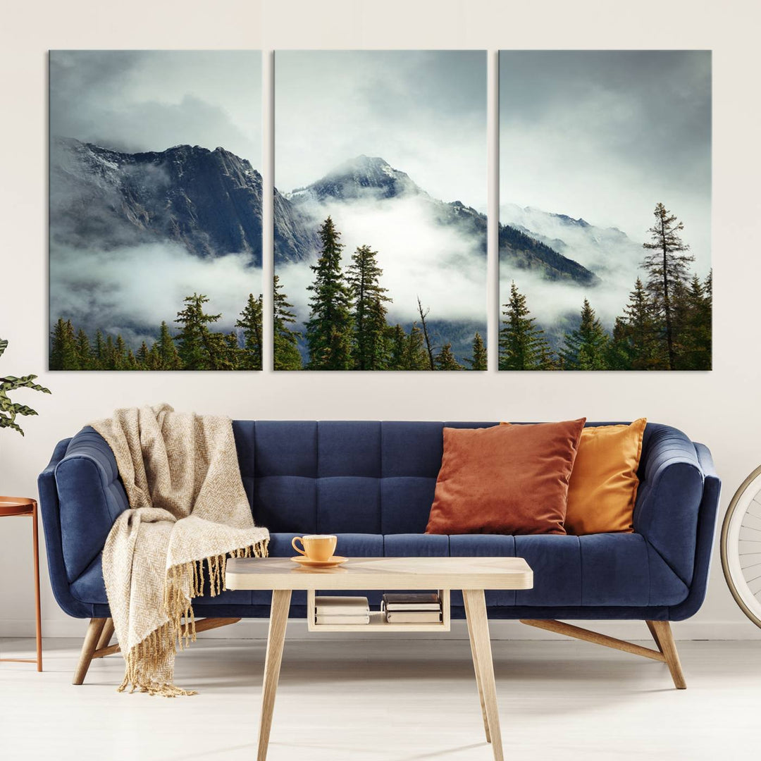 Misty Mountain Forest Wall Art Canvas Print