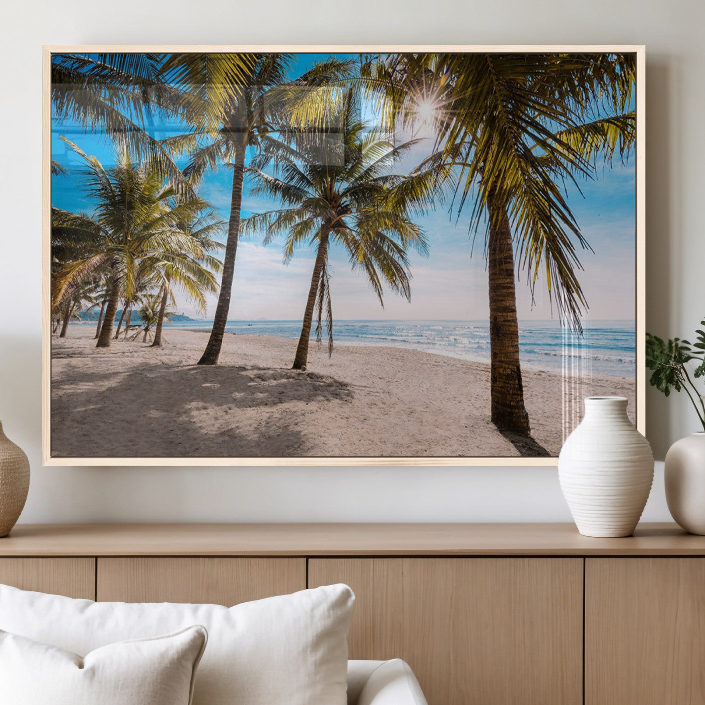 98175-MGV-FP-36X24-3P_Natural-Palm Beach Tropical Island Wall Art Canvas Print