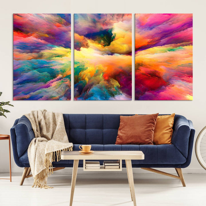 Arte de pared en forma de nube de colores vibrantes y ardientes Lienzo