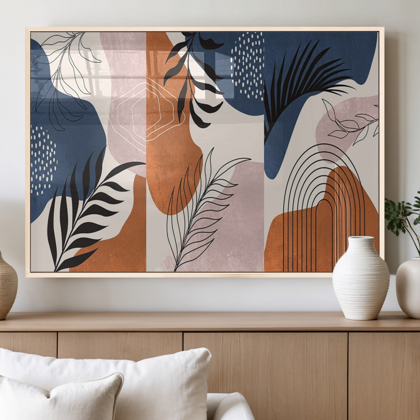 MGV-FP-60X30-3P - Boho Wall Art Canvas Print Set Mid-Century Prints Bohemian Wall Artwork Prints Boho Neutral,