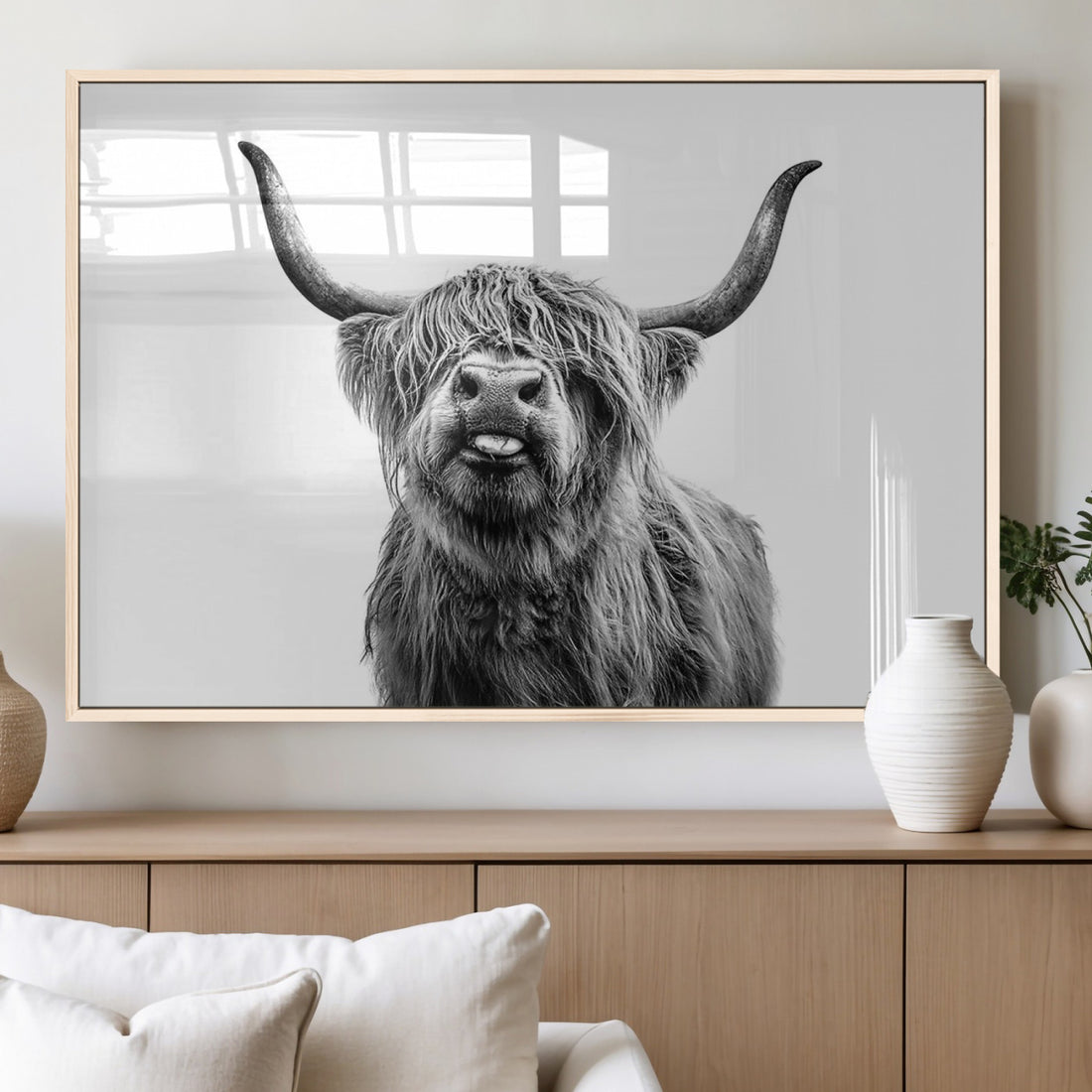 Fanny Scottish Highland Cow Cattle Art Print Farmhouse Wall Art Canvas Print