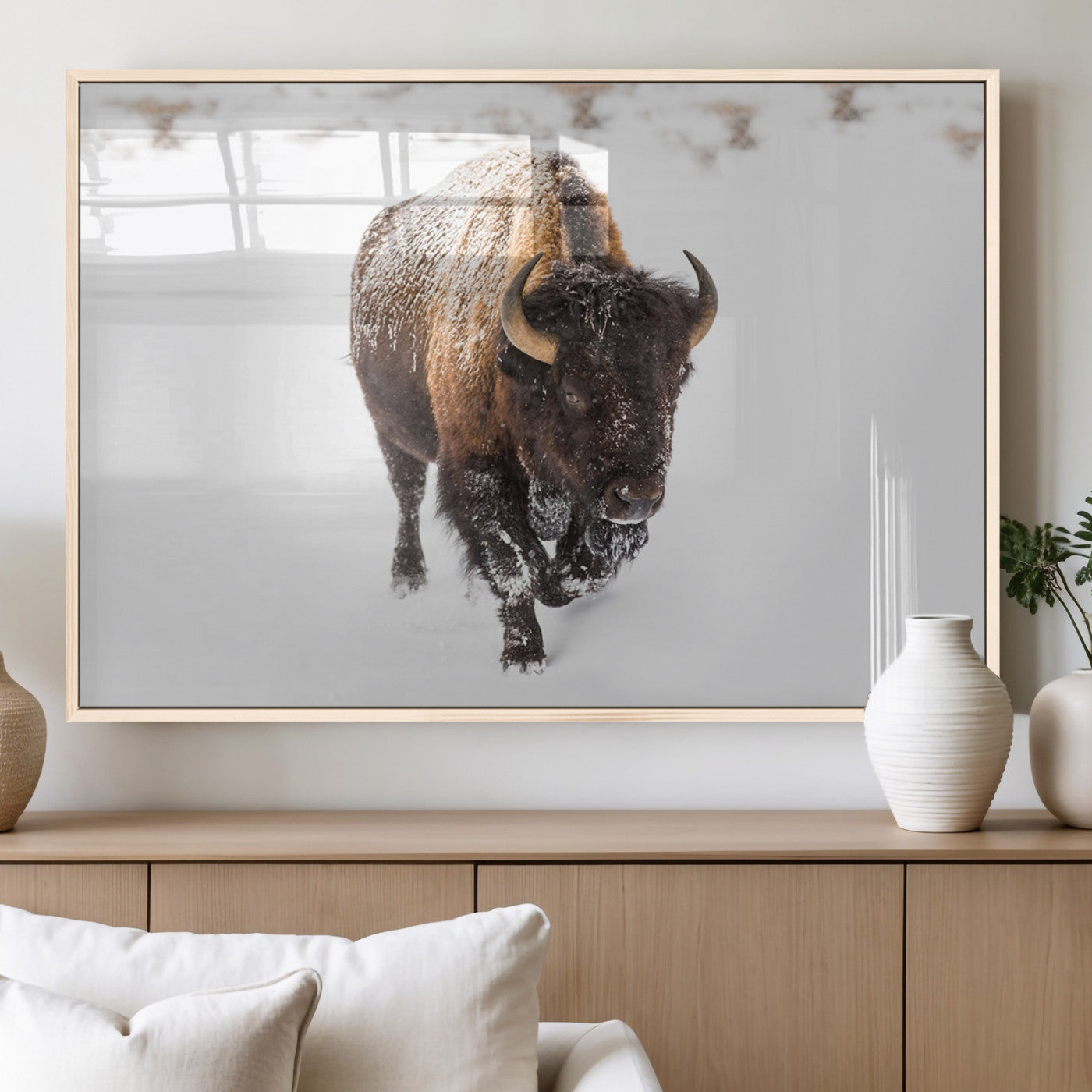 MGV-FP-36X24-3P - Bison Winter Wall Art Canvas Print For Farmhouse Decor