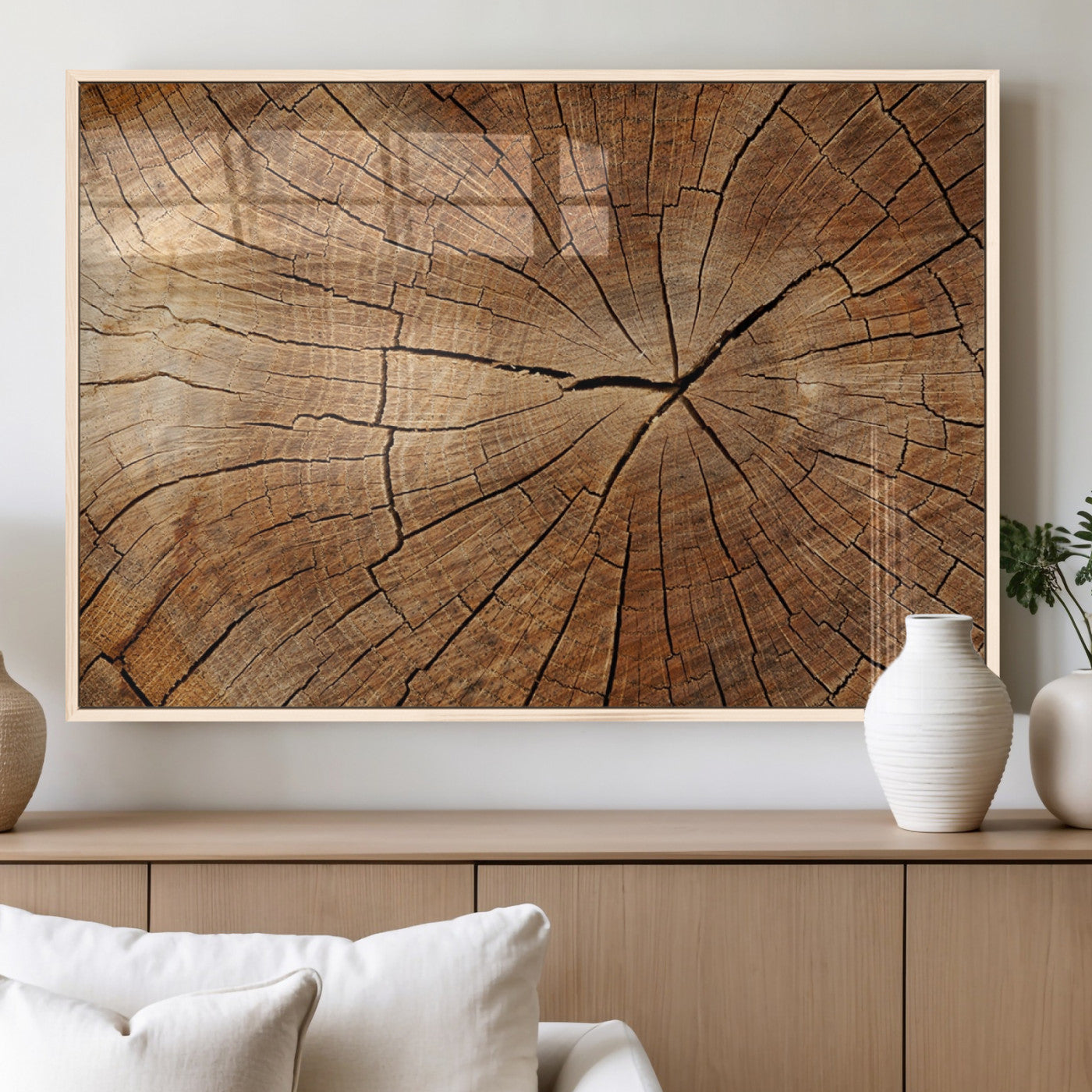 MGV-FP-36X24-3P - Tree Ring Canvas Art, Rustic Wood Grain Wall Art, Tree Slice Decor for Modern Homes, Giclee