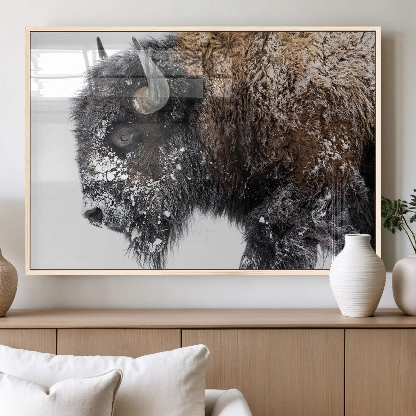 MGV-FP-36X24-3P - American Bison Wall Art Print | Buffalo Canvas Wall Art |  Framed and Ready to Hang Bison Print for