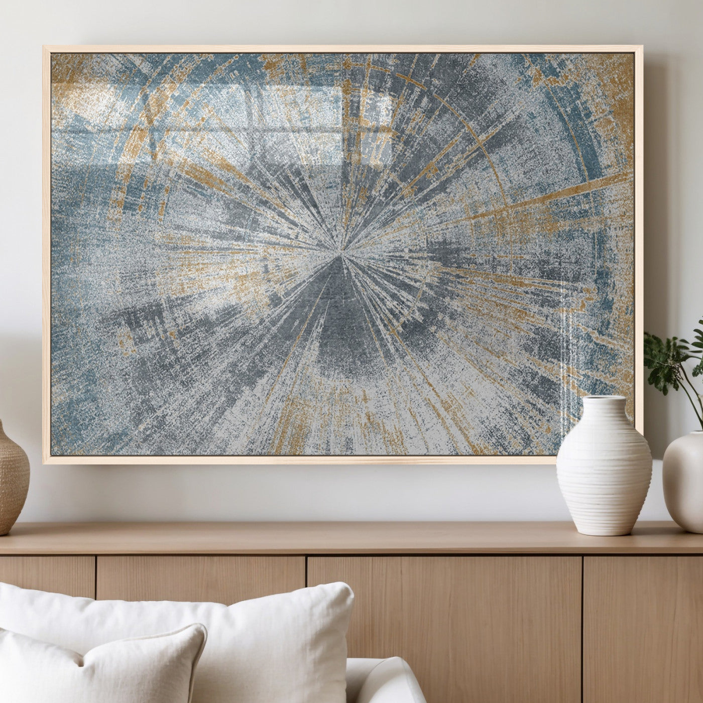 17631-MGV-FP-36X24-3P_Natural-Radiant Abstract Wood Rings Canvas Art – Modern Triptych Wall Decor for Living Room or Farmhouse