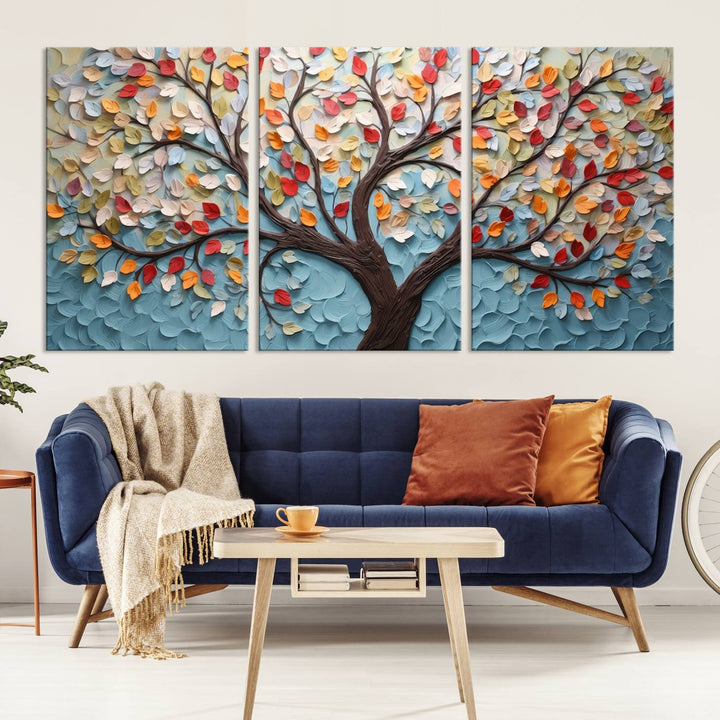 Abstract Tree and Leaf Wall Art Canvas Print